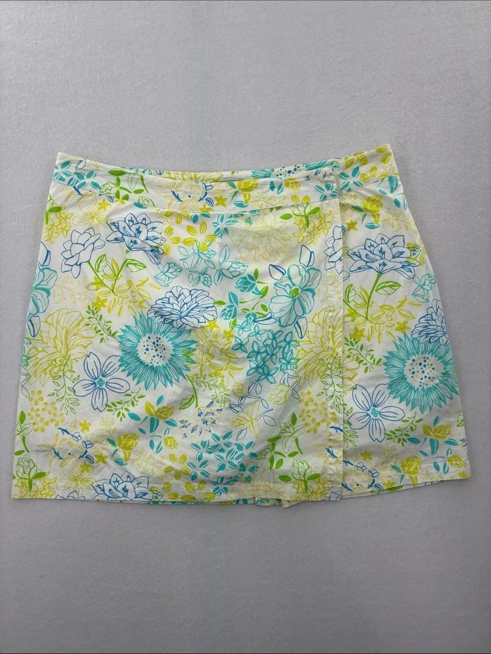 3For$20 Jessica London White Mini Skort with Teal & Lime Floral Print size: 22W